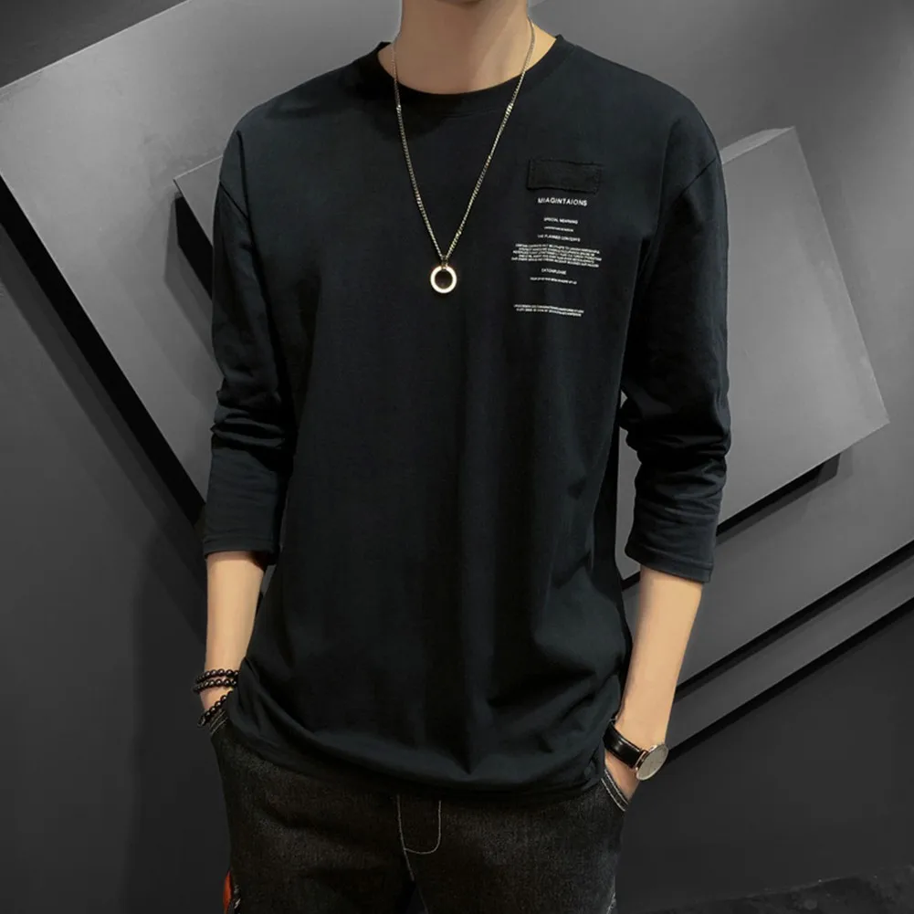 Autumn Spring Men's Pullover T-Shirts Long Sleeve Round Neck Solid Casual High Quality Male Korean Print Tops Classic Clothes
Autumn Spring Men's Pullover T-Shirts Long Sleeve Round Neck Solid Casual High Quality Male Korean Print Tops Classic Clothes
