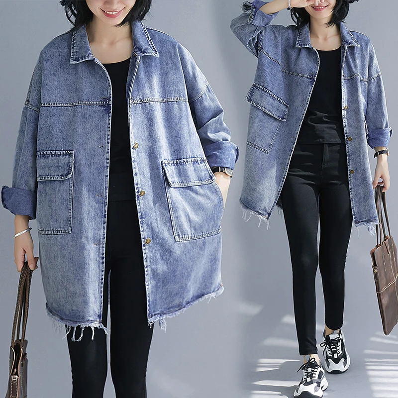 New Plus Size Spring Autumn Women Coat Casual Loose bf Wild Turn-Down Collar Denim Jacket Coat For Women MD-Long Jeans Outerwear
New Plus Size Spring Autumn Women Coat Casual Loose bf Wild Turn-Down Collar Denim Jacket Coat For Women MD-Long Jeans Outerwear
