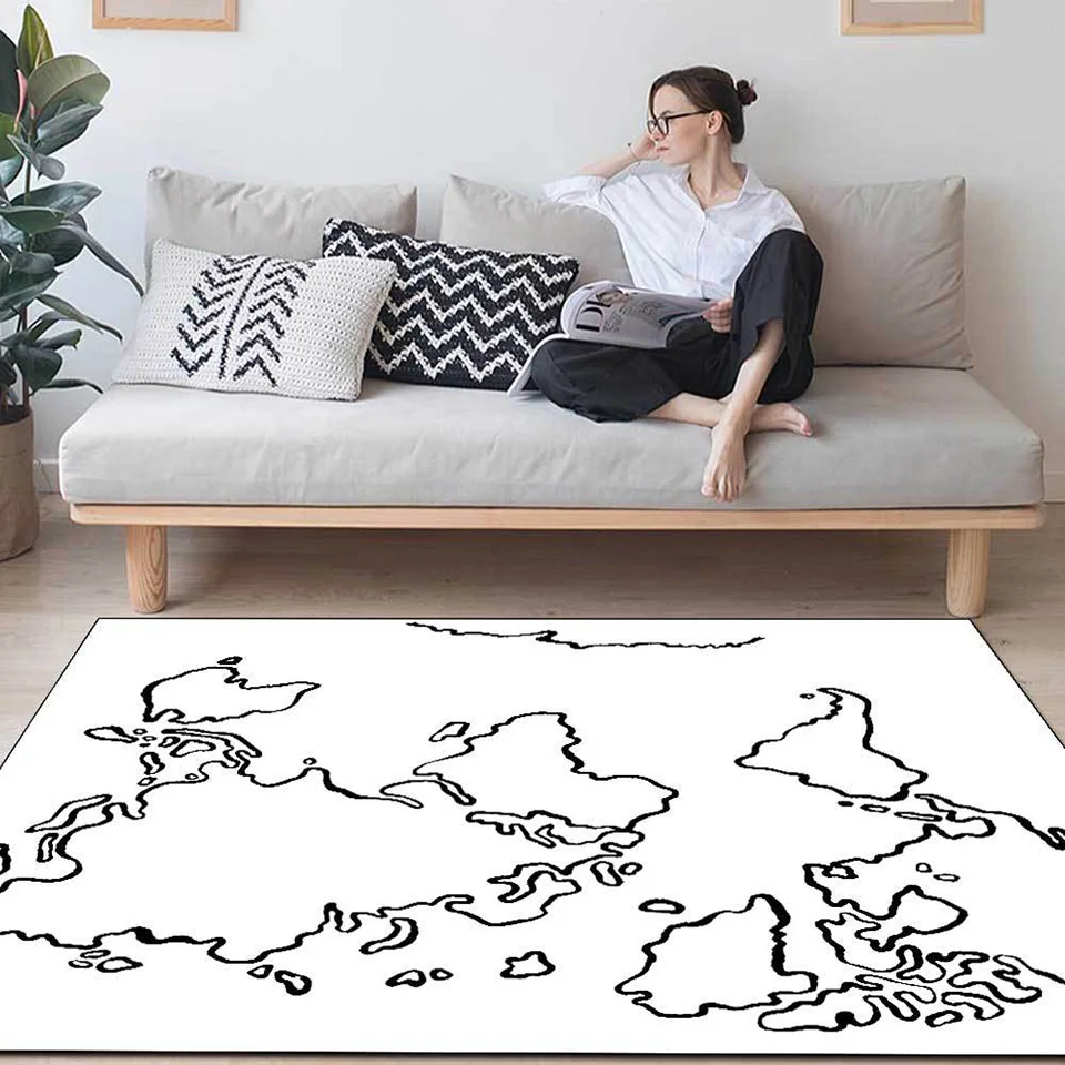 Fashion Nordic Style Anti-slip Carpet Simple Living Room Decoration Mat Black And White World Figure Bedroom Bedside Floor Ma
Fashion Nordic Style Anti-slip Carpet Simple Living Room Decoration Mat Black And White World Figure Bedroom Bedside Floor Ma