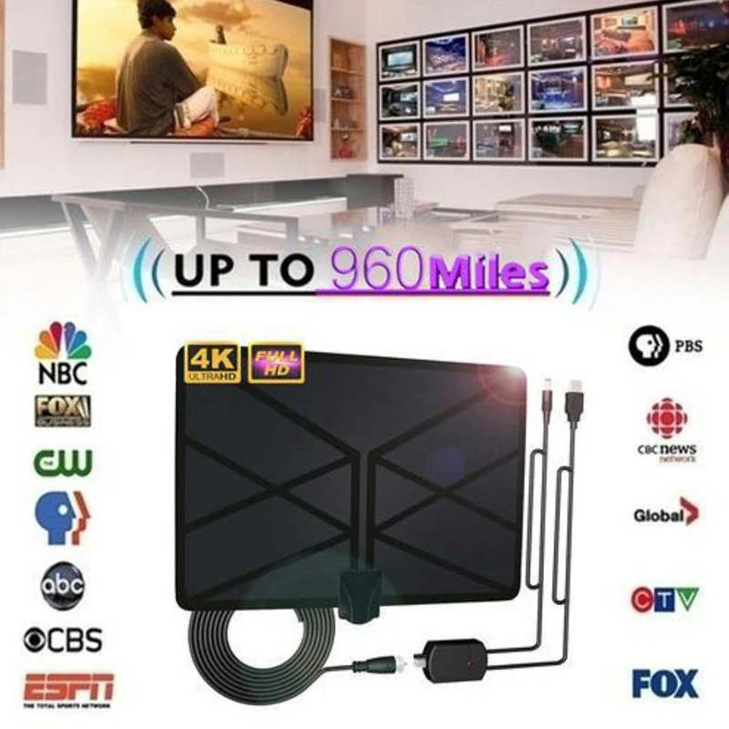 TV Aerial Indoor Amplified Digital Antenna 4K DVB-T TV Home Television 960 Miles
TV Aerial Indoor Amplified Digital Antenna 4K DVB-T TV Home Television 960 Miles