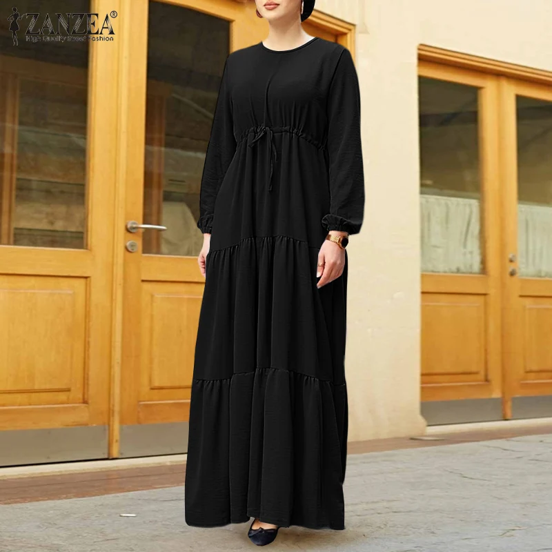 Casual Abaya Hijab Dresses Crew Neck Vestido ZANZEA Women Fashion Drawstring Dress Tiered Long Sleeve Maxi Dress Muslim Kaftan
Casual Abaya Hijab Dresses Crew Neck Vestido ZANZEA Women Fashion Drawstring Dress Tiered Long Sleeve Maxi Dress Muslim Kaftan