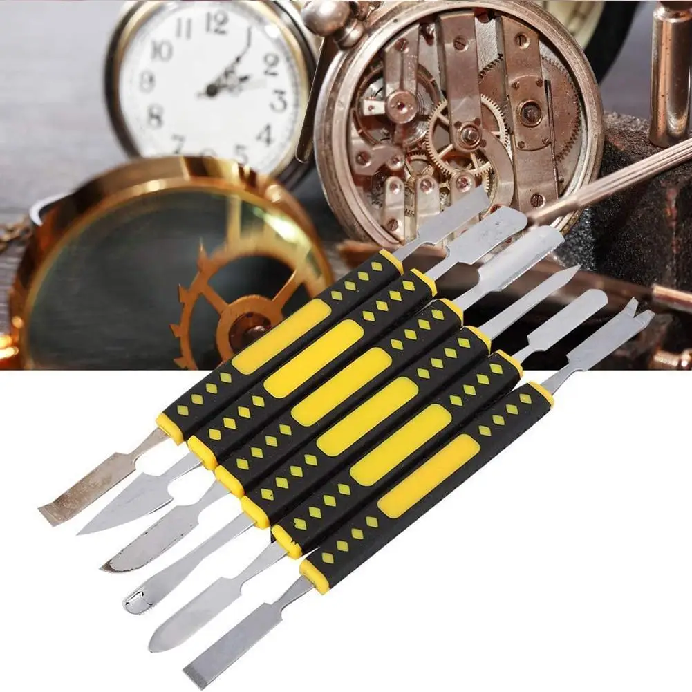 Metal Crowbar 6pcs Set 6 IN 1 Mobile Phone Prying Opening Scraper Kit Dual Ends Metal Spudger Set Electronics Repair Tool Kit
Metal Crowbar 6pcs Set 6 IN 1 Mobile Phone Prying Opening Scraper Kit Dual Ends Metal Spudger Set Electronics Repair Tool Kit