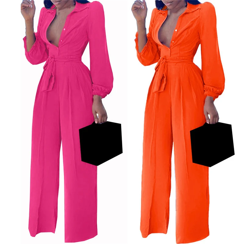 WUHE Plus Size S-3XL Sexy V Neck Long Sleeve Fall Bandage Jumpsuit Women Button Up Shirts Overalls One Piece Office Lady Romper
WUHE Plus Size S-3XL Sexy V Neck Long Sleeve Fall Bandage Jumpsuit Women Button Up Shirts Overalls One Piece Office Lady Romper