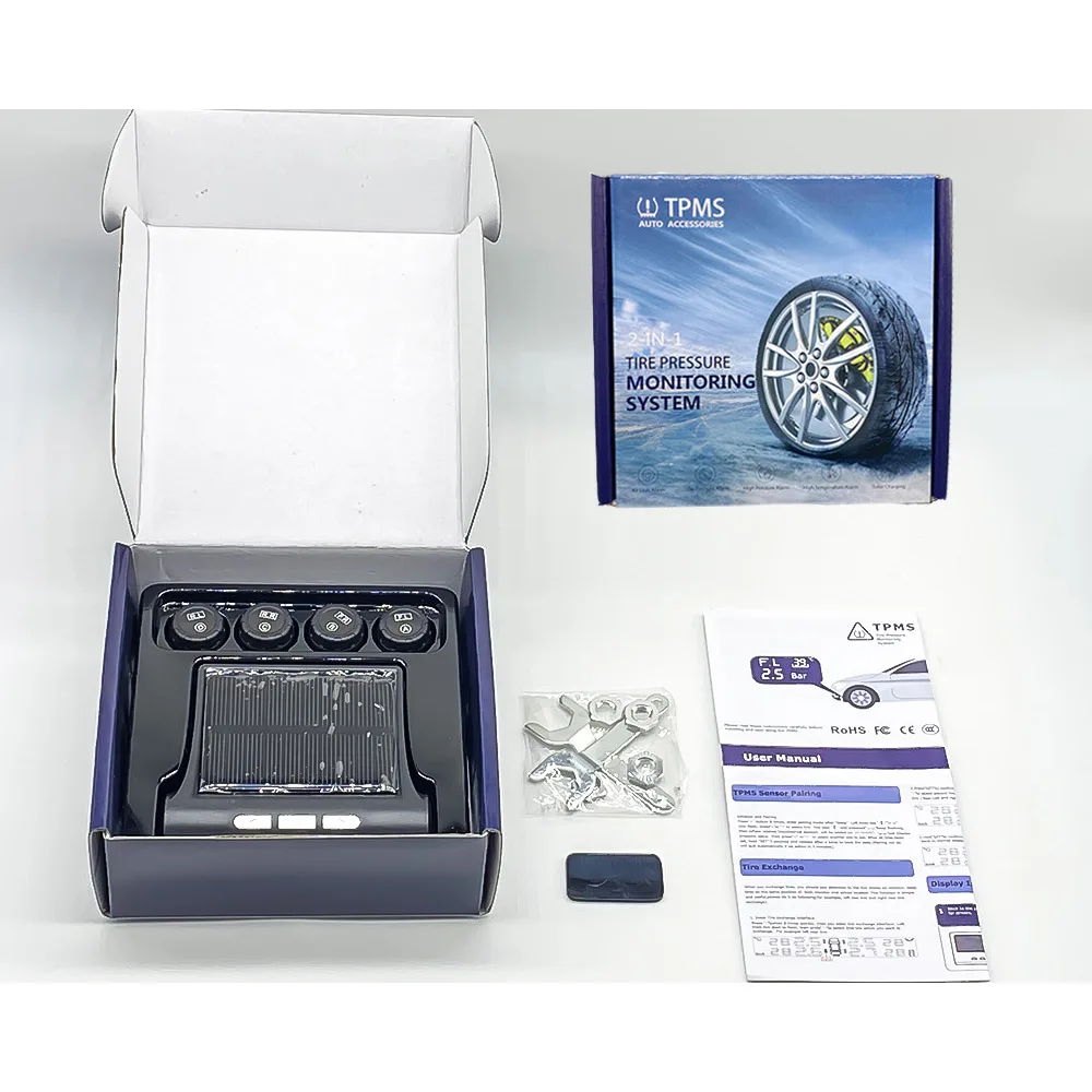 Car TPMS Tyre Pressure Monitoring System Solar Power Digital TPMS LCD Display Auto Security Alarm Smart Tire Pressure Sensor
Car TPMS Tyre Pressure Monitoring System Solar Power Digital TPMS LCD Display Auto Security Alarm Smart Tire Pressure Sensor