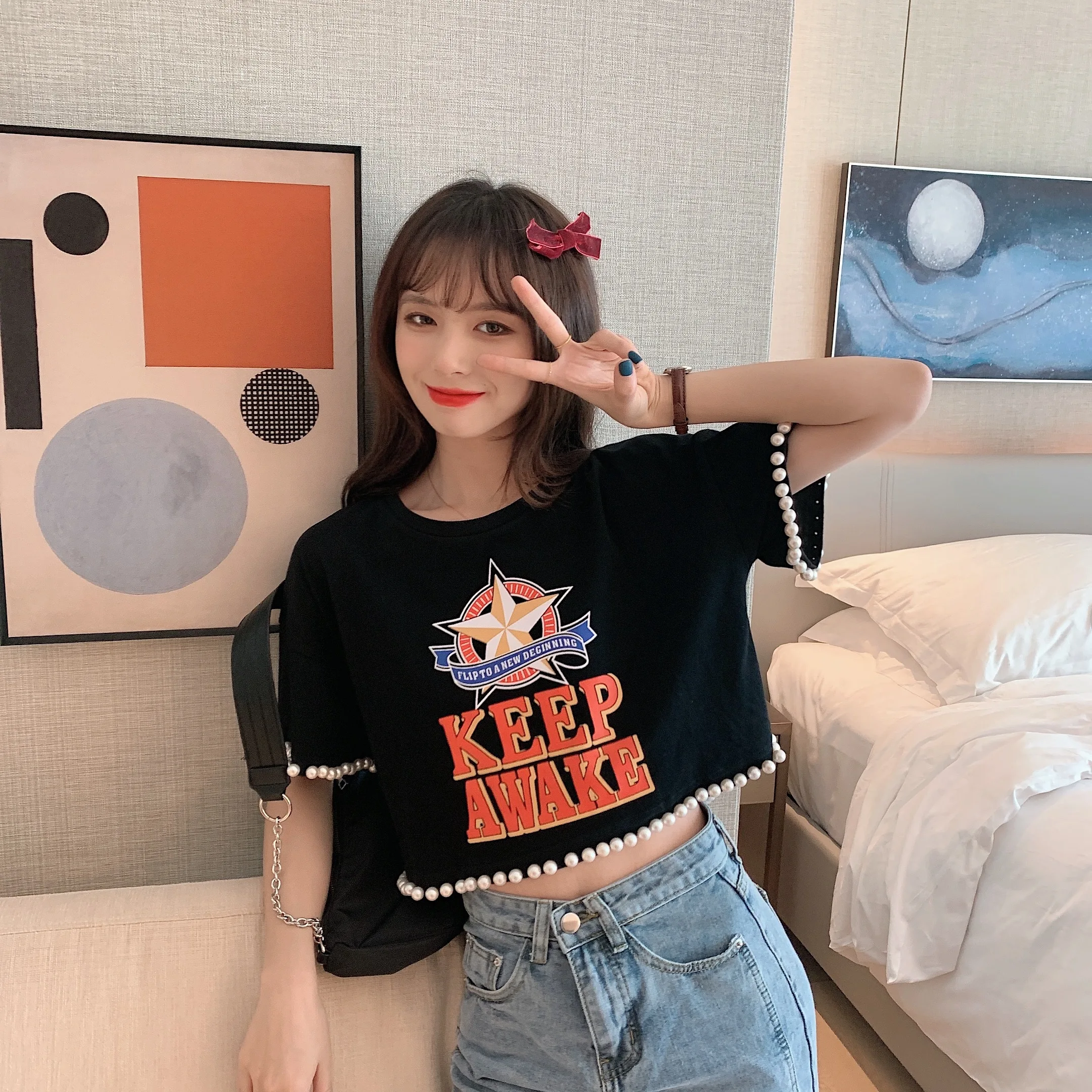 YTX1656 2021 Personality printing round neck short-sleeved t-shirt summer new loose and thin short t-shirt women
YTX1656 2021 Personality printing round neck short-sleeved t-shirt summer new loose and thin short t-shirt women