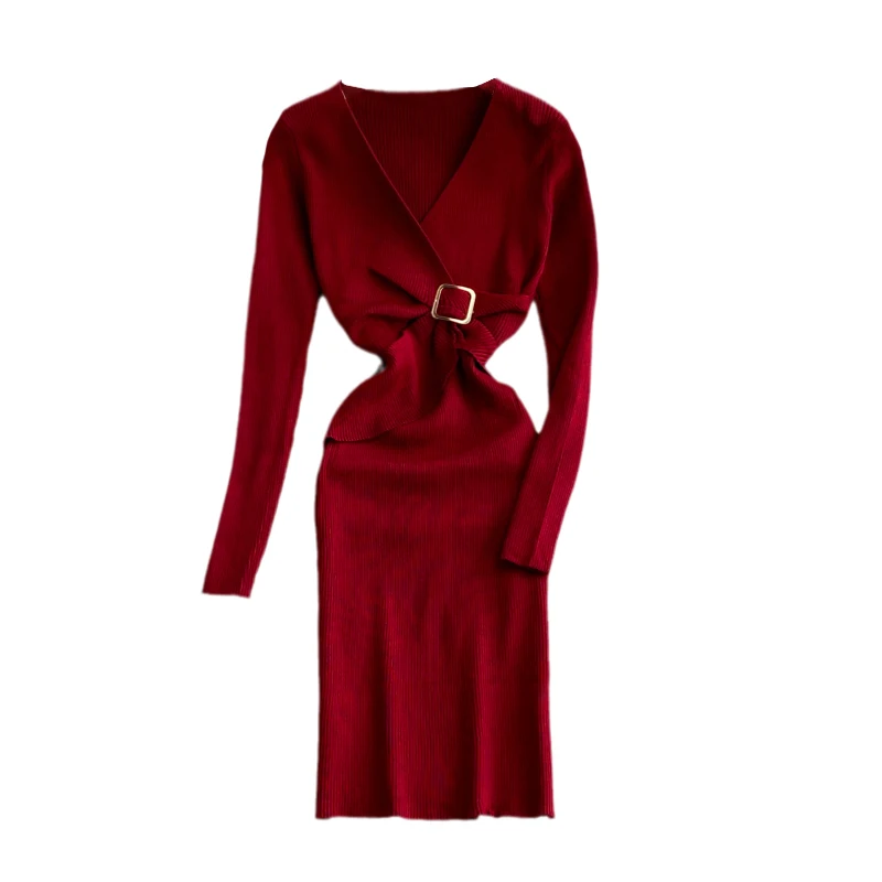 Women Design Knitted Dress Long Sleeve V Neck Elastic Slim Pencil Dresses Autumn Sexy Bodycon Streetwear Short Dress
Women Design Knitted Dress Long Sleeve V Neck Elastic Slim Pencil Dresses Autumn Sexy Bodycon Streetwear Short Dress