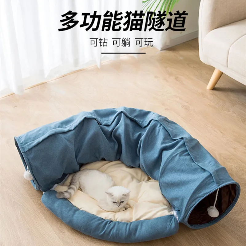 

Cat Tunnel Channel Cat Nest Four Seasons Universal Cat Bed Rolling Ground Dragon Drill Hole Playable Lying Foldable Cat Supplies