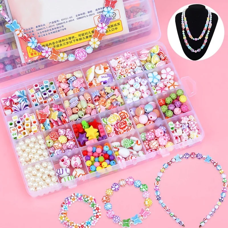 24 Grid DIY Handmade Beaded Children's Toy Creative Loose Spacer Beads Crafts Making Bracelet Necklace Jewelry Kit Girl Toy Gift
24 Grid DIY Handmade Beaded Children's Toy Creative Loose Spacer Beads Crafts Making Bracelet Necklace Jewelry Kit Girl Toy Gift