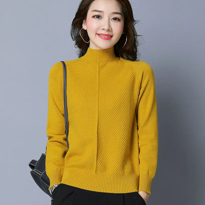 Women Sweater Pullovers New 2021 Knitting Autumn Winter Half Turtleneck Casual Korean Vintage Style Minimalist Ladies Tops H269
Women Sweater Pullovers New 2021 Knitting Autumn Winter Half Turtleneck Casual Korean Vintage Style Minimalist Ladies Tops H269