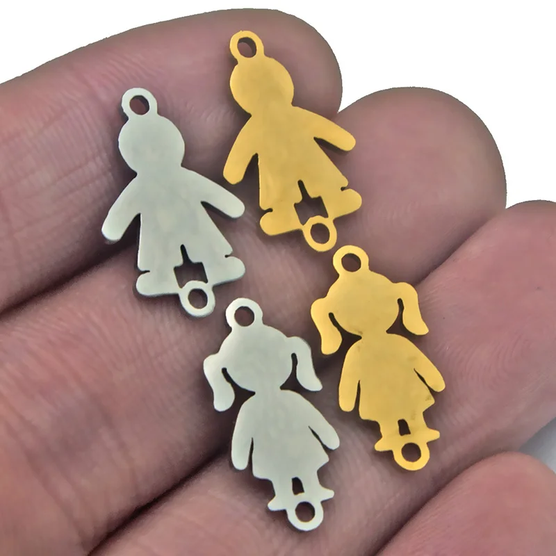 5pcs High Quality Stainless Steel Gold Boy Girls Small Charms Connectors Pendant Polished Jewelry Making Bracelet Accessories
5pcs High Quality Stainless Steel Gold Boy Girls Small Charms Connectors Pendant Polished Jewelry Making Bracelet Accessories