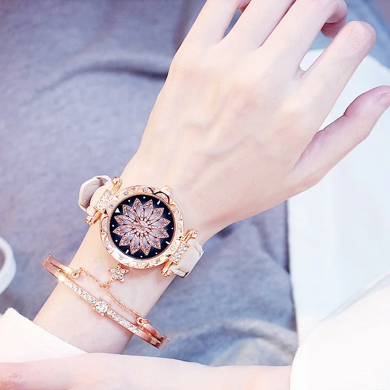 Комплект женских часов с браслетом звездное небо повседневные кварцевые