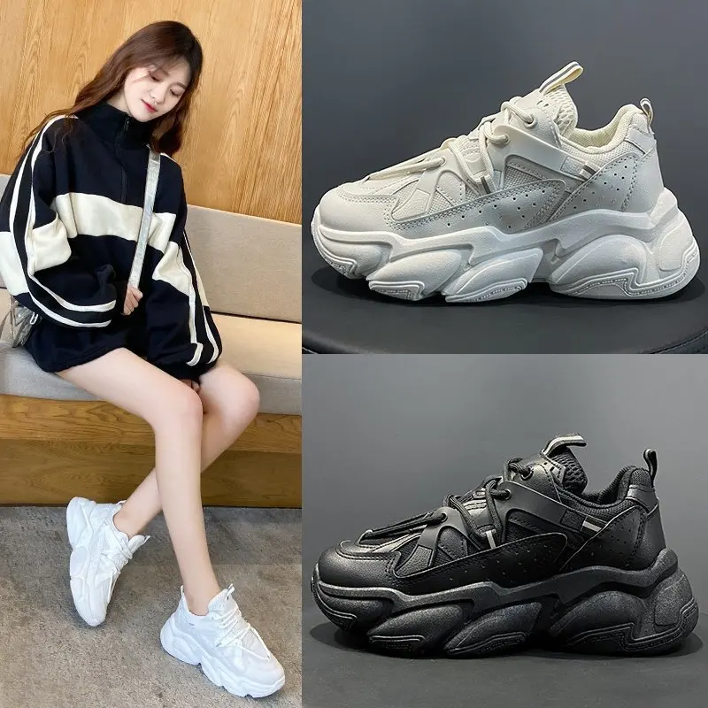 2021 Women Shoes Fashion Spring Lady Casual Chunky Sneakers Female Running Sports White Platform lace up Brand Thick Soles
2021 Women Shoes Fashion Spring Lady Casual Chunky Sneakers Female Running Sports White Platform lace up Brand Thick Soles
