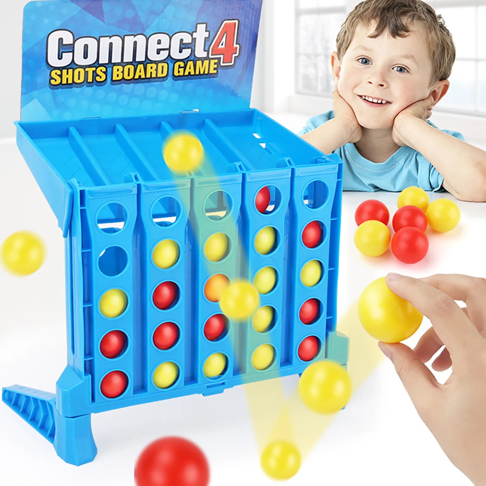 

Connect 4 Shot Board Desktop Games Children Portable Four Continuous Bouncing Ball Two Player Puzzle Game Children Gift