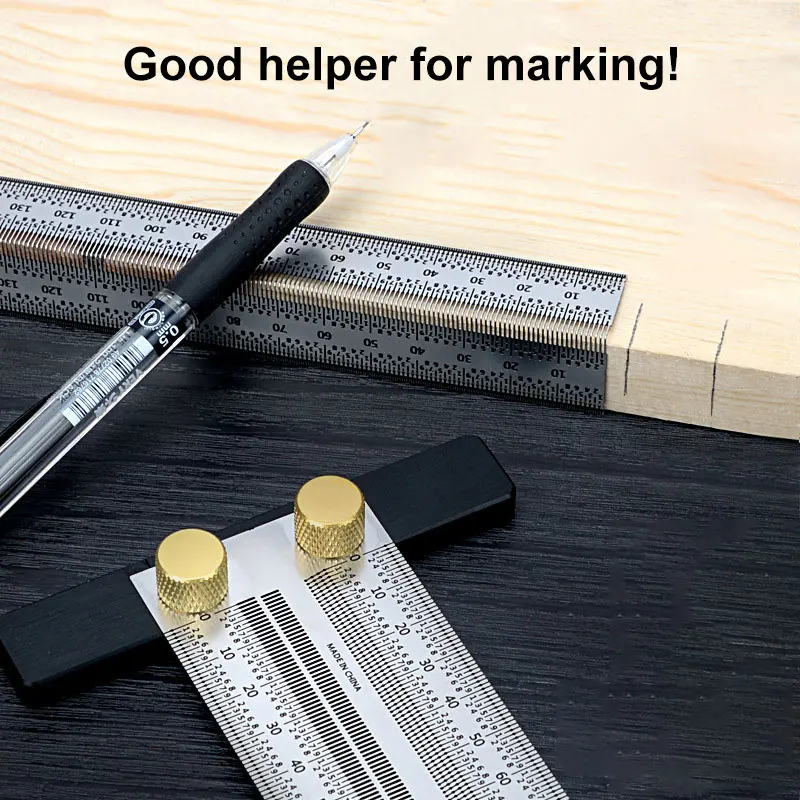 Adjustable Stainless Steel T-Type Hole Ruler Scribing Mark Line Gauge For Woodworking Ultra Thin High-precision Measuring Tool
Adjustable Stainless Steel T-Type Hole Ruler Scribing Mark Line Gauge For Woodworking Ultra Thin High-precision Measuring Tool