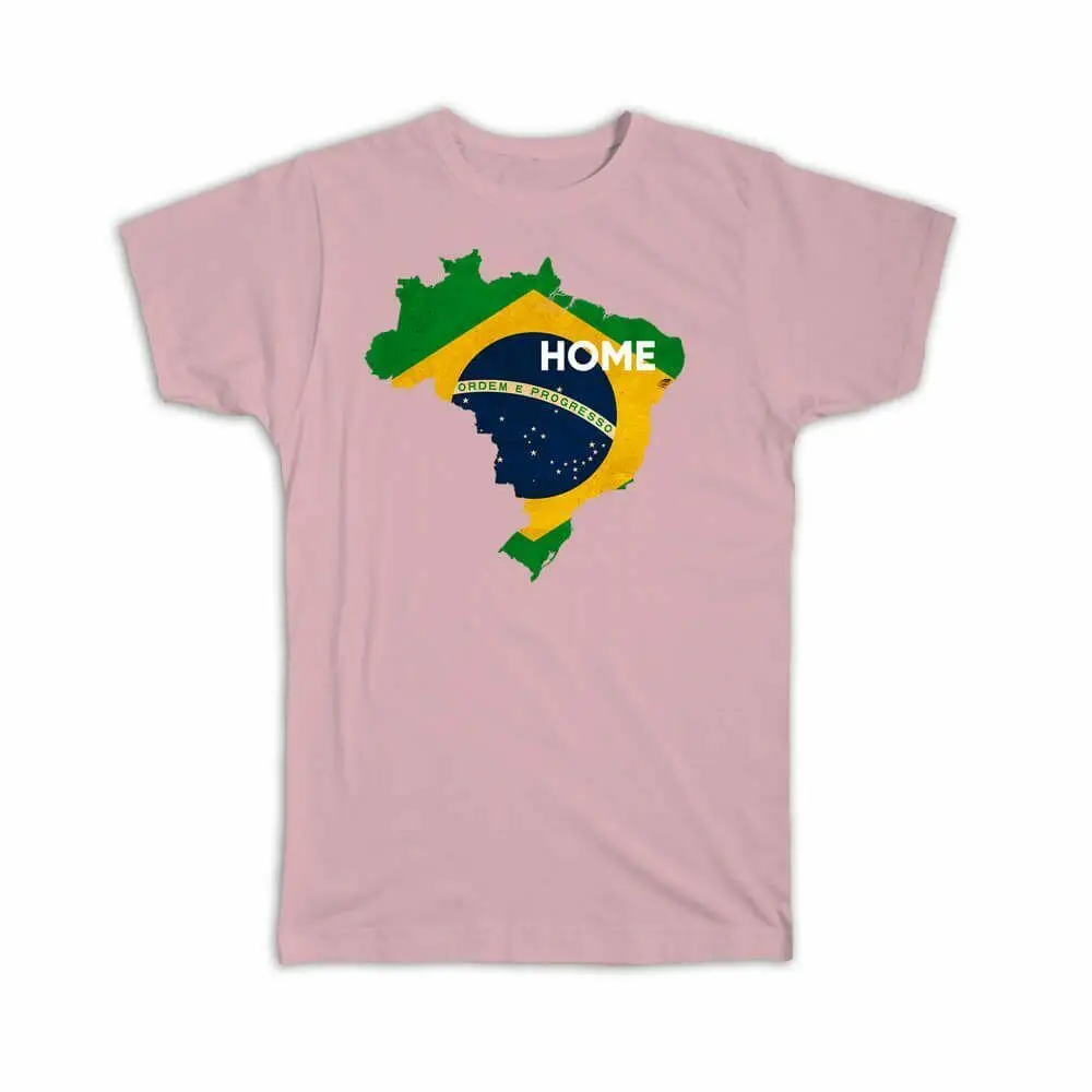 

Brazil Home Map Flag Men T-Shirt Brazilian Brasil Gift Country Pride