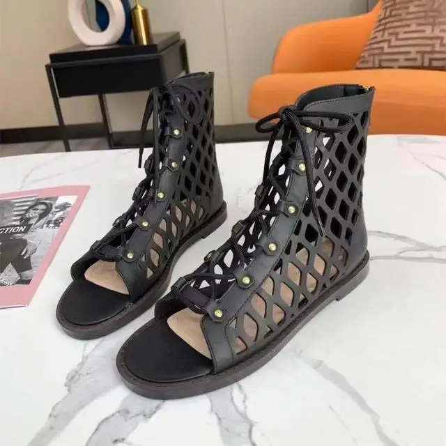 Hallow Boots Women Summer Lace Up Open Toe Genuine Leather Boots Flat Zip Shoes New Chic Design Luxury Brand Ins Shoes for Women
Hallow Boots Women Summer Lace Up Open Toe Genuine Leather Boots Flat Zip Shoes New Chic Design Luxury Brand Ins Shoes for Women