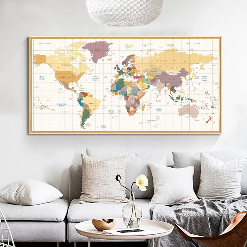 RELIABLI искусство карта мира фотографии холст картины Wall ART Для Гостиная Спальня
