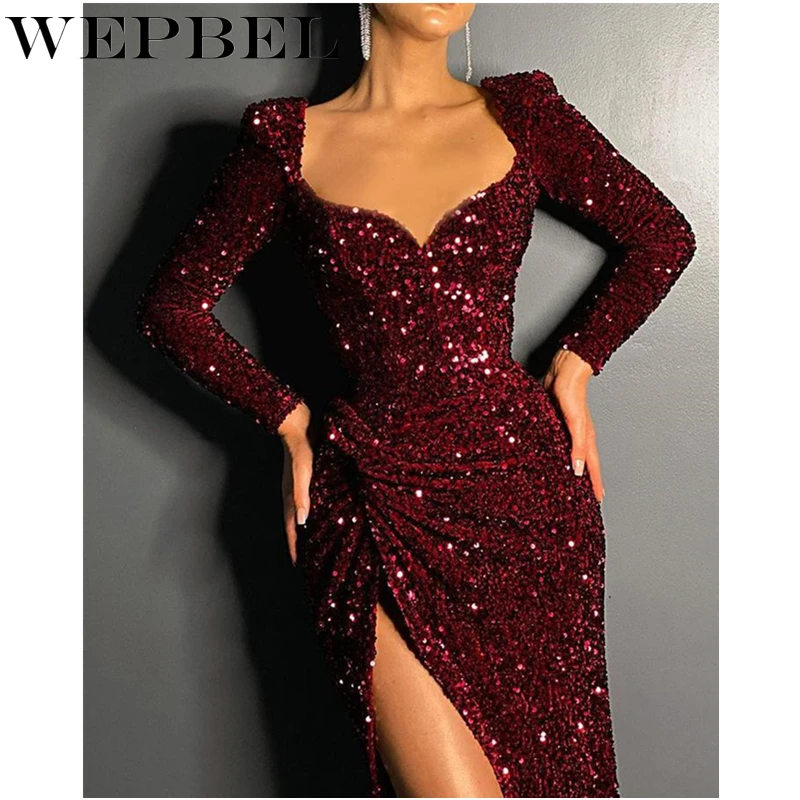 Mandylandy Women Elegant Sequins Evening Dress Lady Sexy Long Sleeve V Neck High Waist Split Long Floor Length Dress Party Dress
Mandylandy Women Elegant Sequins Evening Dress Lady Sexy Long Sleeve V Neck High Waist Split Long Floor Length Dress Party Dress