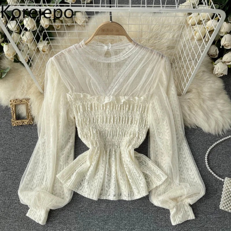 Korejepo Gentle Style Lace Shirt French Elegant Temperament Mesh Stitched Women's Sweet Versatile Waist Closing Long Sleeve Top
Korejepo Gentle Style Lace Shirt French Elegant Temperament Mesh Stitched Women's Sweet Versatile Waist Closing Long Sleeve Top