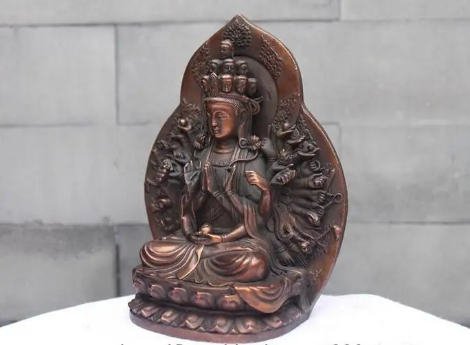 7&quotTibet Temple Bronze Copper 1000 Arms Avalokitesvara Guan Yin Buddha Statue | Дом и сад