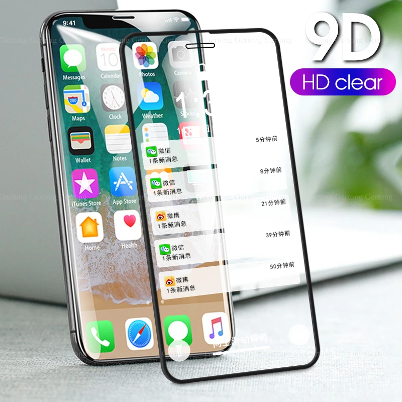 Закаленное защитное стекло 9D для iPhone XS Max XR 7 8 Plus 6 s X S PLUS XS|Защитные стёкла и плёнки