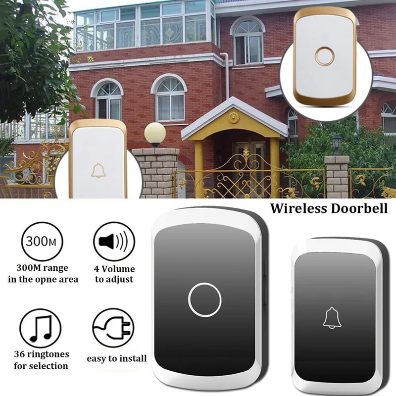Wireless Waterproof Doorbell Smart Doorbell 300M Remote US EU UK Plug LED Flash Home Cordless Smart Door Bell Wifi Doorbell
Wireless Waterproof Doorbell Smart Doorbell 300M Remote US EU UK Plug LED Flash Home Cordless Smart Door Bell Wifi Doorbell