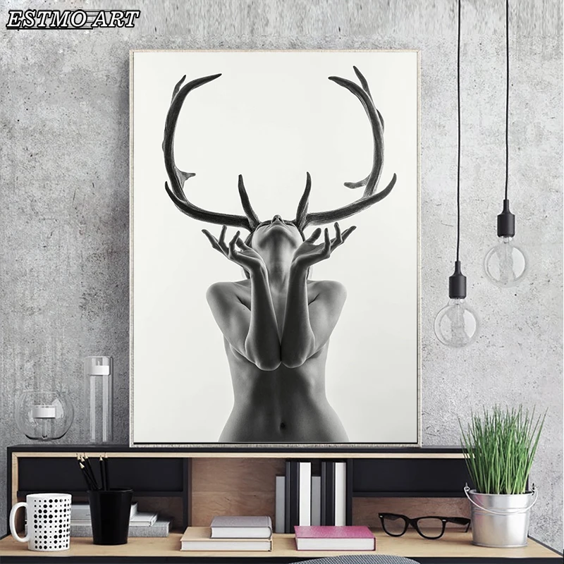 Model Abstract Canvas Painting Nordic Simple Black and White Antlers Woman Art Print Poster Wall Picture for Room Decoration
Model Abstract Canvas Painting Nordic Simple Black and White Antlers Woman Art Print Poster Wall Picture for Room Decoration