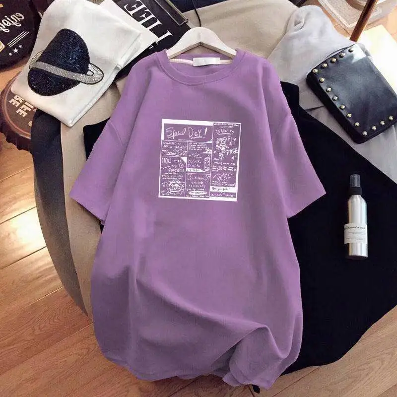 Summer New Large Size Short-Sleeved T-Shirt Women Loose And Thin Cover Belly Round Neck Printing Mid-Length Bottoming Shirt
Summer New Large Size Short-Sleeved T-Shirt Women Loose And Thin Cover Belly Round Neck Printing Mid-Length Bottoming Shirt