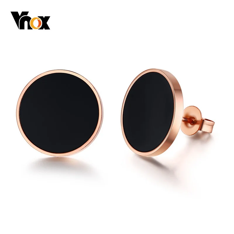 Vnox Black Circle Stud Earrings for Women Pink Gold Tone Stainless Steel aretes brincos
Vnox Black Circle Stud Earrings for Women Pink Gold Tone Stainless Steel aretes brincos