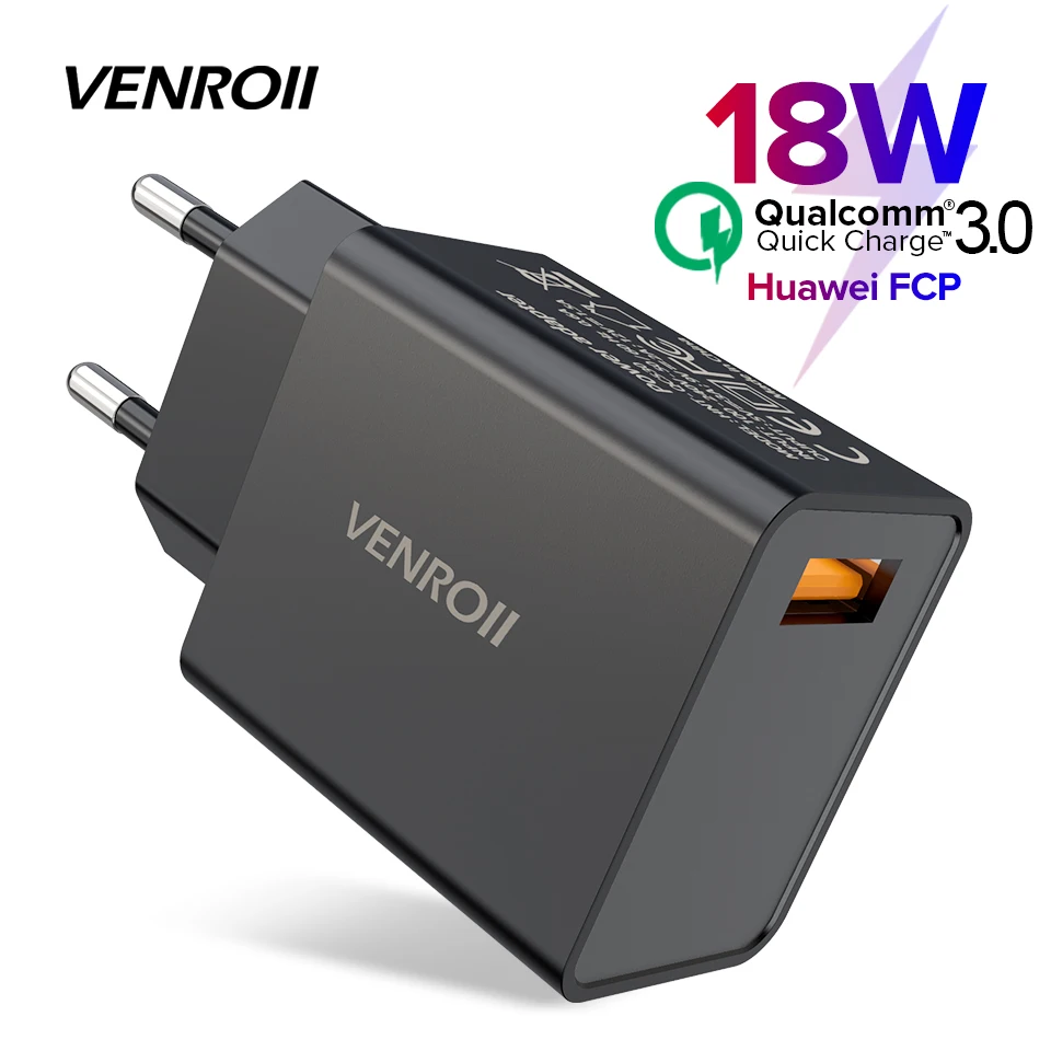 Venroii USB зарядное устройство Quick Charge 3 0 18 Вт Быстрая зарядка EU настенный дорожный