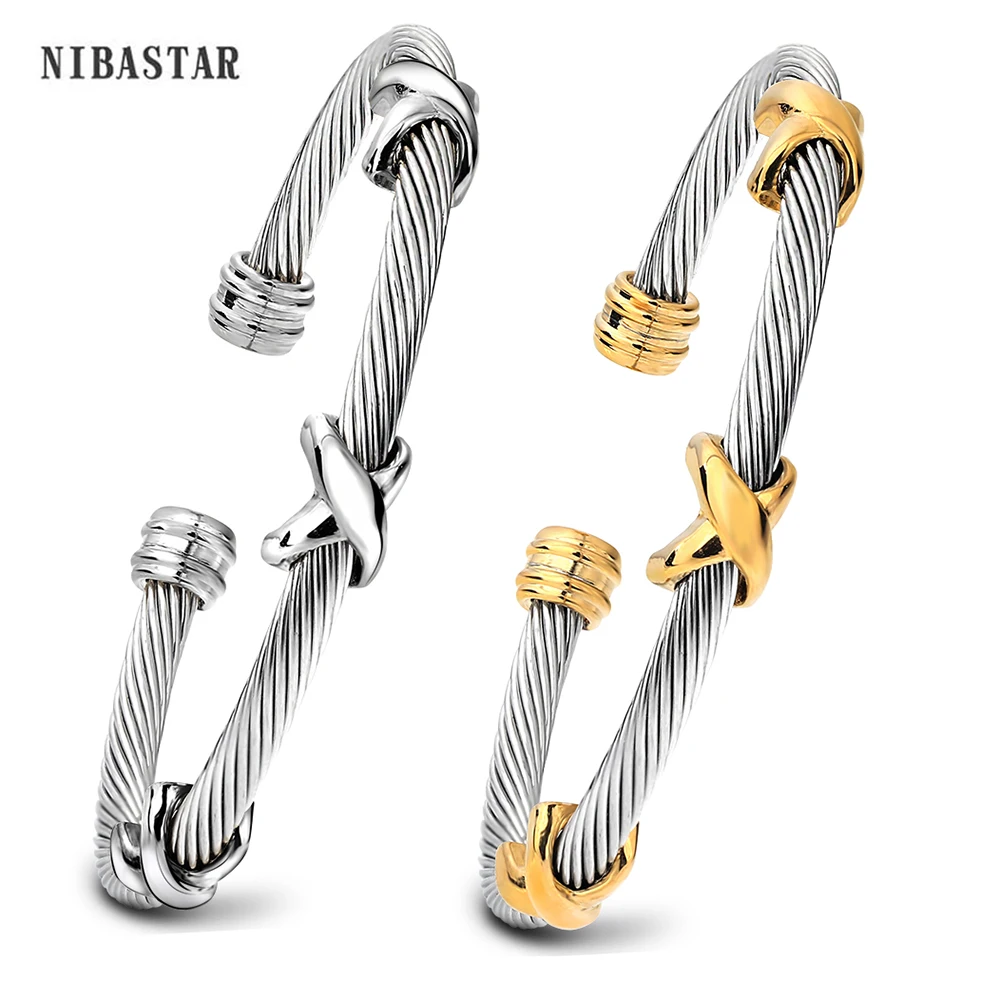 Multi Twisted Cable Wire Cross Bracelet For Women Classic Stainless Steel Fashion Stackable OPen Bangle Wholesale Retail
Multi Twisted Cable Wire Cross Bracelet For Women Classic Stainless Steel Fashion Stackable OPen Bangle Wholesale Retail