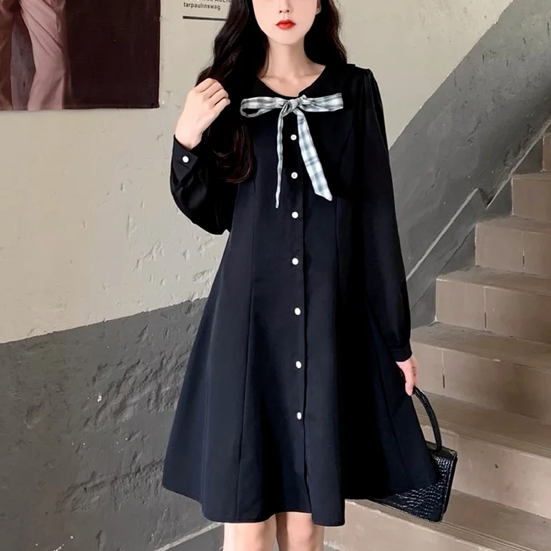 Vintage Gothic Mini Black Dress Women Korean Fashion Bow Split Design Y2K Dress Fairycore Elegant Evening Party Dress 2021 Fall 
Vintage Gothic Mini Black Dress Women Korean Fashion Bow Split Design Y2K Dress Fairycore Elegant Evening Party Dress 2021 Fall