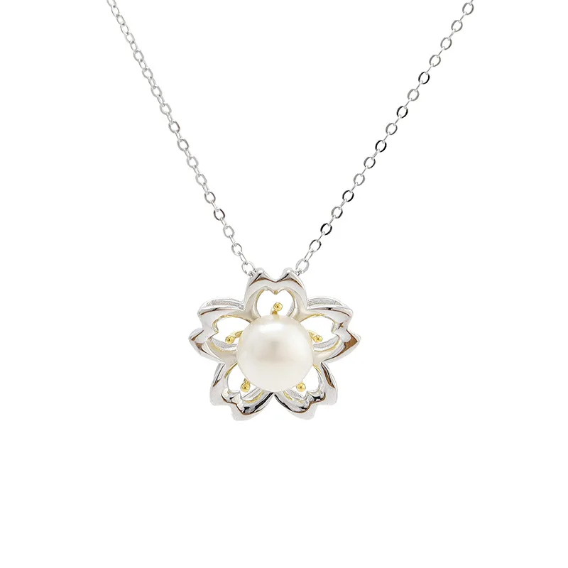 S925 Sterling Silver Rose Flower Pearl Pendant Necklace with Handpicked White Freshwater Cultured Pearl Necklace for Women
S925 Sterling Silver Rose Flower Pearl Pendant Necklace with Handpicked White Freshwater Cultured Pearl Necklace for Women