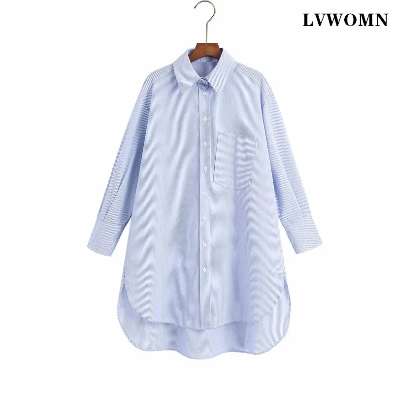LVWOMN Za 2021 New Oversized Blue Striped Shirts Blouse Women Spring Long Sleeve Plus Size Blouses Casual Button Up Pocket Top
LVWOMN Za 2021 New Oversized Blue Striped Shirts Blouse Women Spring Long Sleeve Plus Size Blouses Casual Button Up Pocket Top