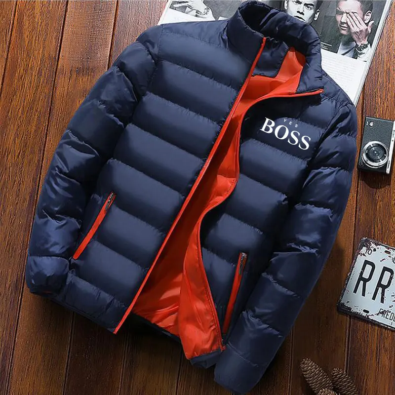 

2021 nova jaqueta masculina de inverno com zÃ­per leve jaqueta Ã prova de vento quente cor sÃ³lida da moda jaqueta yesboss