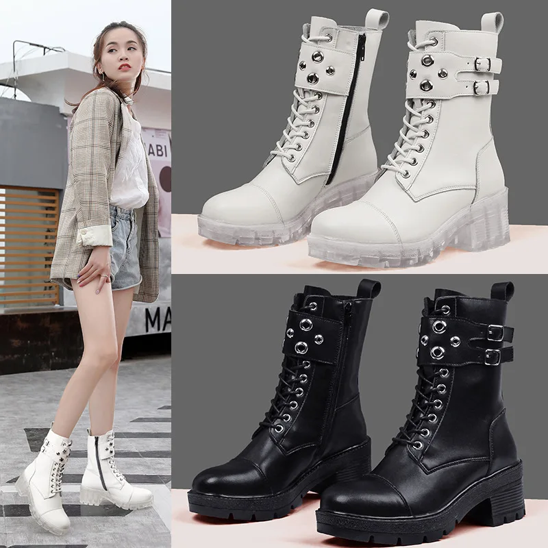 2020 New Woman Leather Ankle Boots White fashion Women Lace up Short boots Spring Autumn Platform women's shoes black 40 DEEZLA 
2020 New Woman Leather Ankle Boots White fashion Women Lace up Short boots Spring Autumn Platform women's shoes black 40 DEEZLA