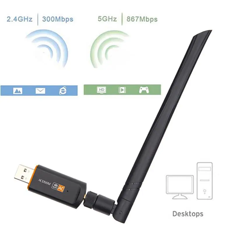 1200Mbps USB WiFi Adapter Dual Band 2.4Ghz/5Ghz Wireless Wi-Fi Adapter LAN Network Card USB WiFi Dongle for PC Laptop Desktop
1200Mbps USB WiFi Adapter Dual Band 2.4Ghz/5Ghz Wireless Wi-Fi Adapter LAN Network Card USB WiFi Dongle for PC Laptop Desktop