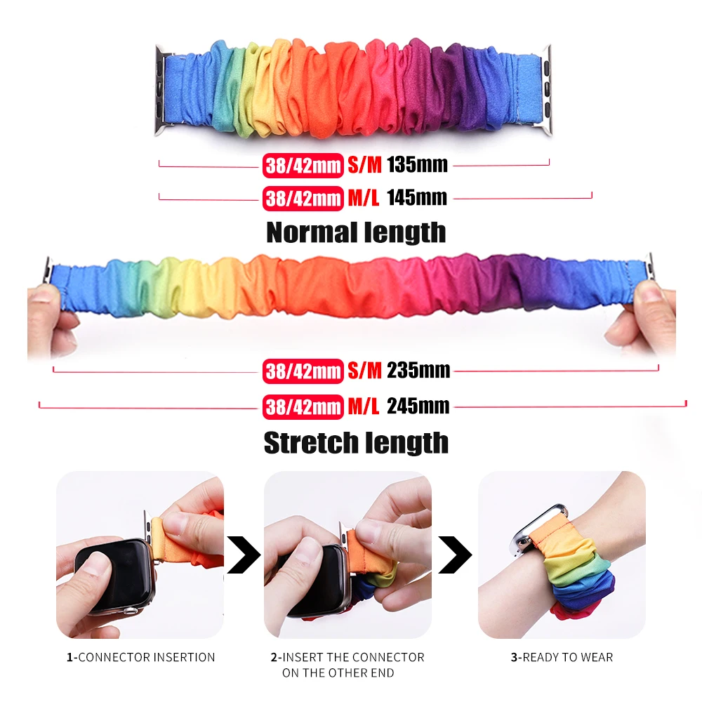 Fabric Elastic Scrunchie Strap for Apple Watch band iwatch 40mm 44mm Women Girls Belt 38mm 42mm Replacement Bracelet 6 5 4 3 SE 
Fabric Elastic Scrunchie Strap for Apple Watch band iwatch 40mm 44mm Women Girls Belt 38mm 42mm Replacement Bracelet 6 5 4 3 SE
