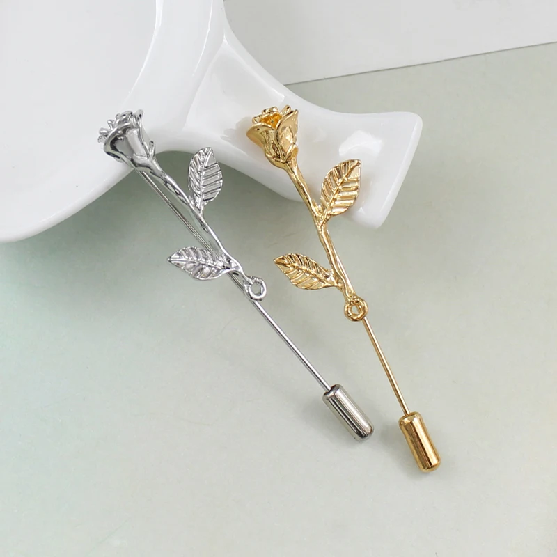 Fashion flower brooch special design men and women rose gold leaf enamel pin casual jewelry clothes backpack accessories | Украшения и