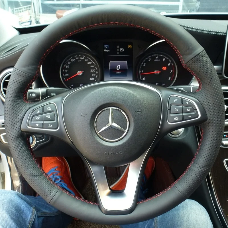 Fashion Hand Manual Sewing Steering Wheel Cover Genuine Leather for Mercedes Benz C180 E Class GLK300 High Quality Customise
Fashion Hand Manual Sewing Steering Wheel Cover Genuine Leather for Mercedes Benz C180 E Class GLK300 High Quality Customise