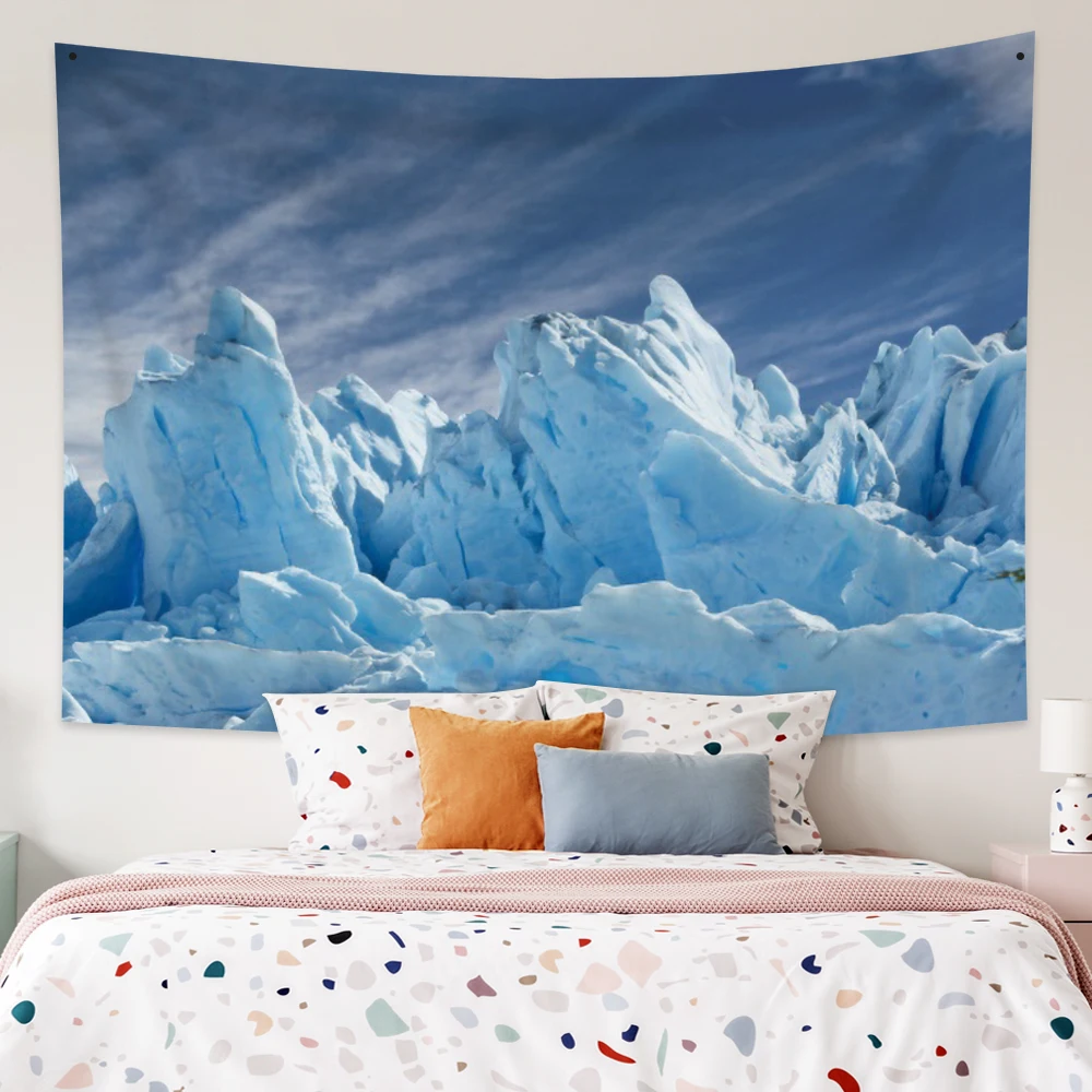 

Natural Scenery Tapestry White Glacier Landscape Wall Hanging Bedroom Dorm Boho Summer Party Decor Picnic Beach Mat