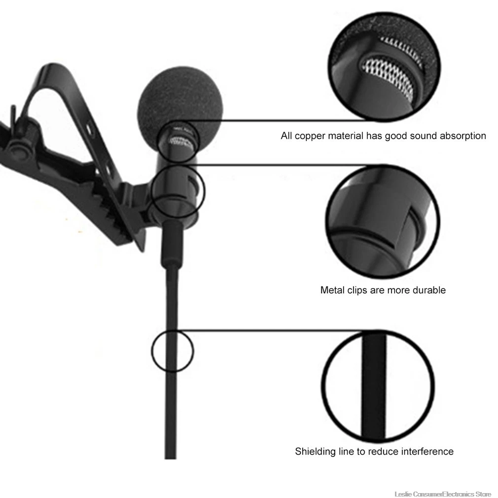 Mini Microphone Condenser Clip-on Lapel Lavalier Mic Wired for Phone Laptop For Phone Portable Mini Stereo HiFi Sound Quality
Mini Microphone Condenser Clip-on Lapel Lavalier Mic Wired for Phone Laptop For Phone Portable Mini Stereo HiFi Sound Quality