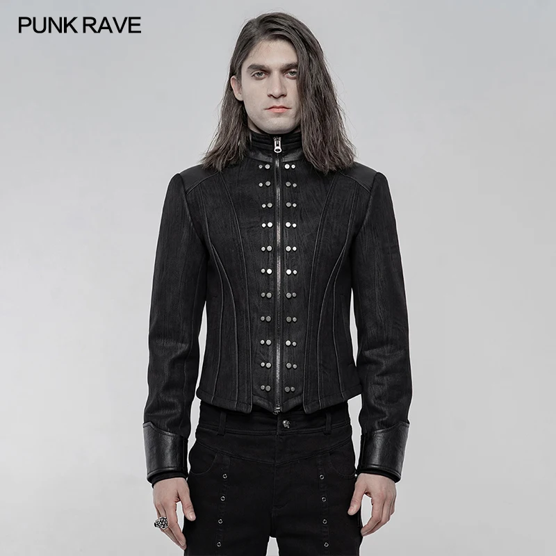 PUNK RAVE Men's Punk Palace Noble Vintage Fashion Metal Nail PU Leather Decoration Cool Jacket Slim Handsome Men Short Coat
PUNK RAVE Men's Punk Palace Noble Vintage Fashion Metal Nail PU Leather Decoration Cool Jacket Slim Handsome Men Short Coat