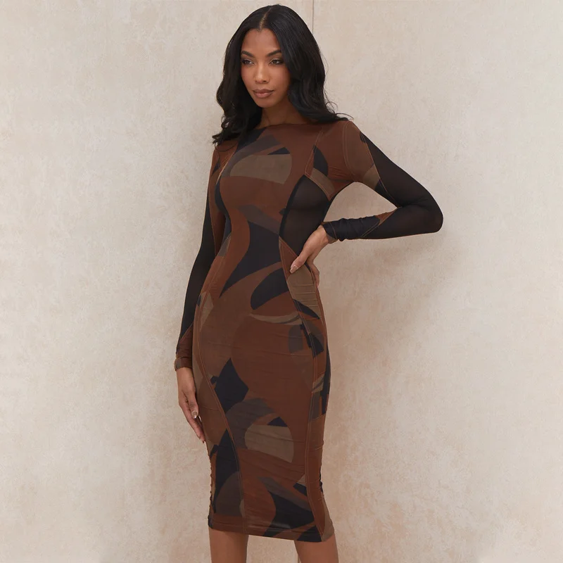 Zoctuo Print Mesh Patchwork Women Long Sleeve Midi Dress O Neck Bodycon Sexy Streetwear Party Club 2021 Spring Summer
Zoctuo Print Mesh Patchwork Women Long Sleeve Midi Dress O Neck Bodycon Sexy Streetwear Party Club 2021 Spring Summer