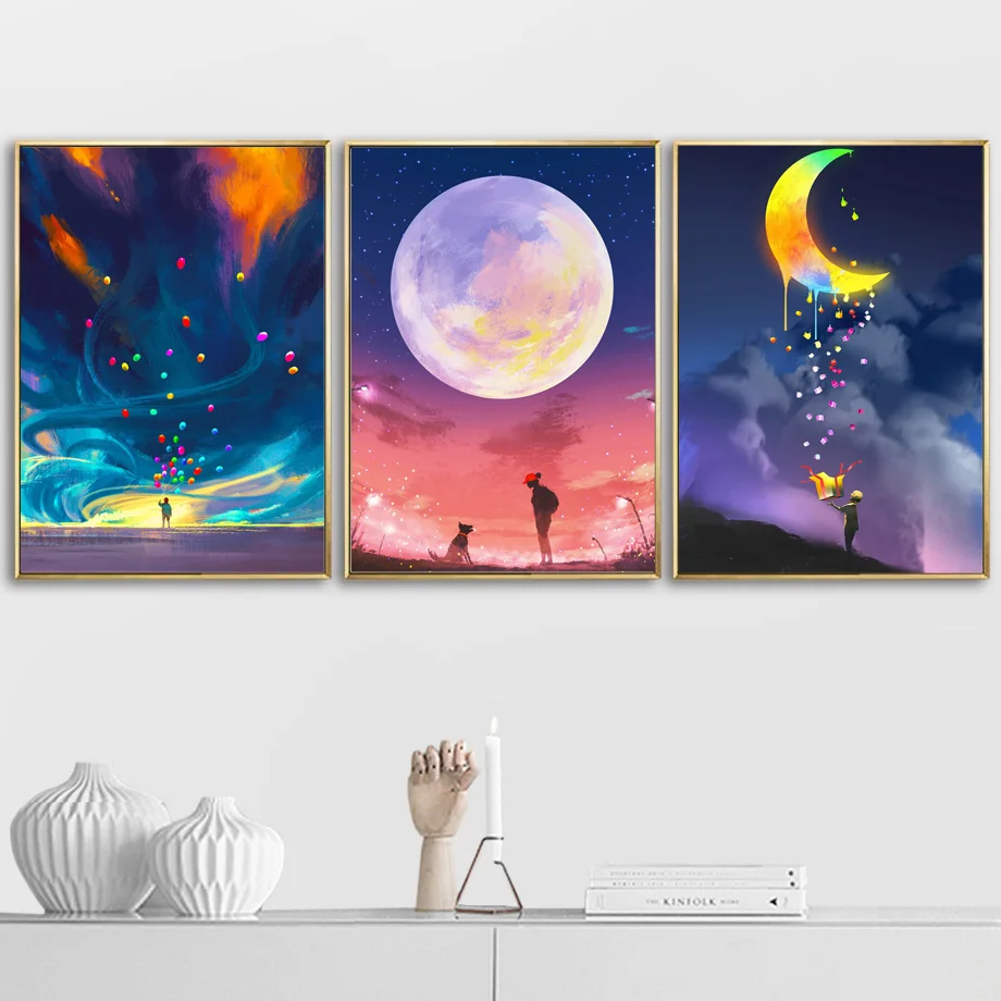 Nordic Abstract Moon Balloon Night Scene Canvas Painting Modern Cartoon Fantasy Wall Art Poster Home Decoration Children's Room
Nordic Abstract Moon Balloon Night Scene Canvas Painting Modern Cartoon Fantasy Wall Art Poster Home Decoration Children's Room