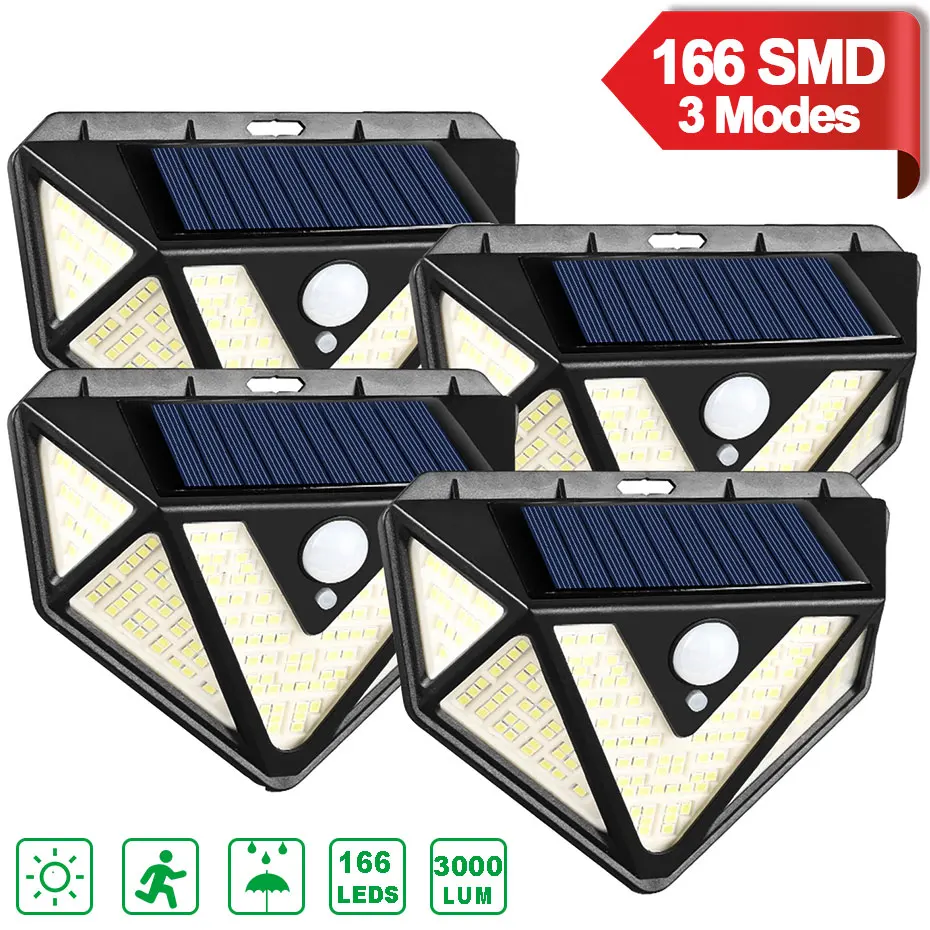 1/2/4PCS 166 LEDs Solar Light Outdoor Solar Wall Lamp PIR Motion Sensor Lamp Waterproof Solar Light For Garden Decoration Street
1/2/4PCS 166 LEDs Solar Light Outdoor Solar Wall Lamp PIR Motion Sensor Lamp Waterproof Solar Light For Garden Decoration Street