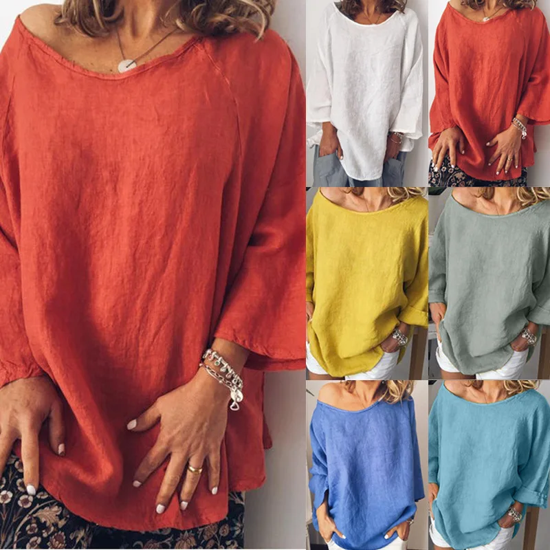 Female Casual O-Neck Long Sleeve Solid Linen T-Shirt ladies hot Loose Pullover Top Women's cotton tops T-shirt ropa verano mujer
Female Casual O-Neck Long Sleeve Solid Linen T-Shirt ladies hot Loose Pullover Top Women's cotton tops T-shirt ropa verano mujer