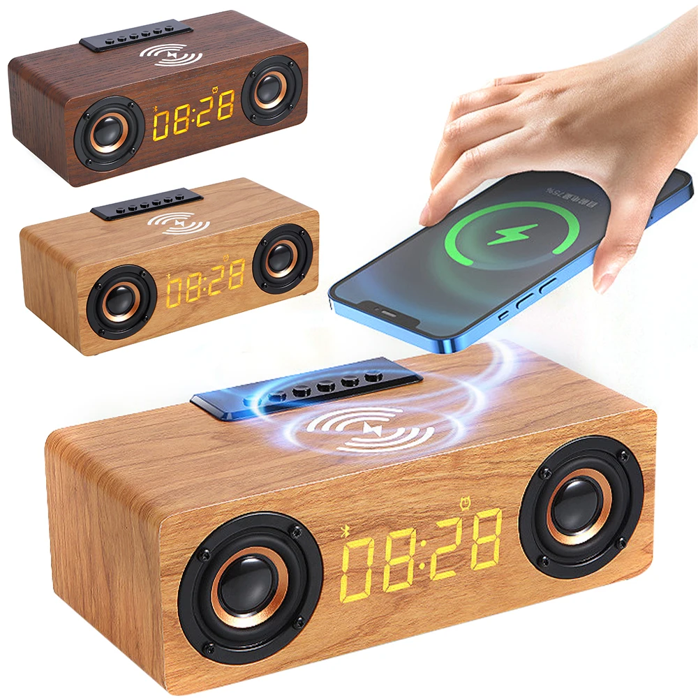 Vintage Wireless Charging Wooden Bluetooth Speaker Desktop Ornaments Theater Subwoofer Alarm Clock Soundbox Home Decoration
Vintage Wireless Charging Wooden Bluetooth Speaker Desktop Ornaments Theater Subwoofer Alarm Clock Soundbox Home Decoration