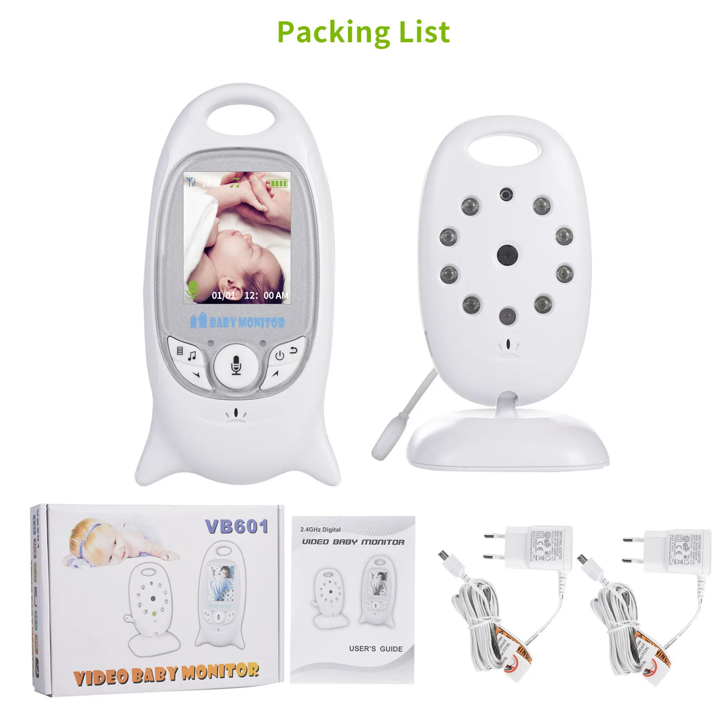 VB601 Baby Monitor 2 inch BeBe Baba Electronic Babysitter Radio Video Nanny Camera Night Vision Temperature Monitoring 8 Lullaby
VB601 Baby Monitor 2 inch BeBe Baba Electronic Babysitter Radio Video Nanny Camera Night Vision Temperature Monitoring 8 Lullaby