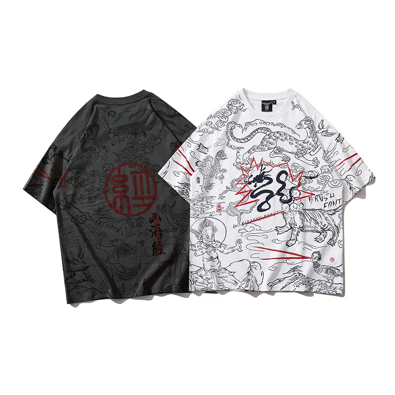 Chinese Wind Ancient Mythology Print Tee Shirts Men Women Fashion Streetwear Hipster Casual Loose 100% Cotton Tshirts Tops Male
Chinese Wind Ancient Mythology Print Tee Shirts Men Women Fashion Streetwear Hipster Casual Loose 100% Cotton Tshirts Tops Male